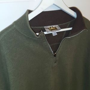 Foundry Supply Co Mens 1/4 Zip Turtleneck Sweatshirt Olive Green/Brown, Size 3XL